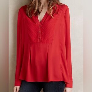 Maeve Anthropologie Women's De Stijl Blouse Red Size 8